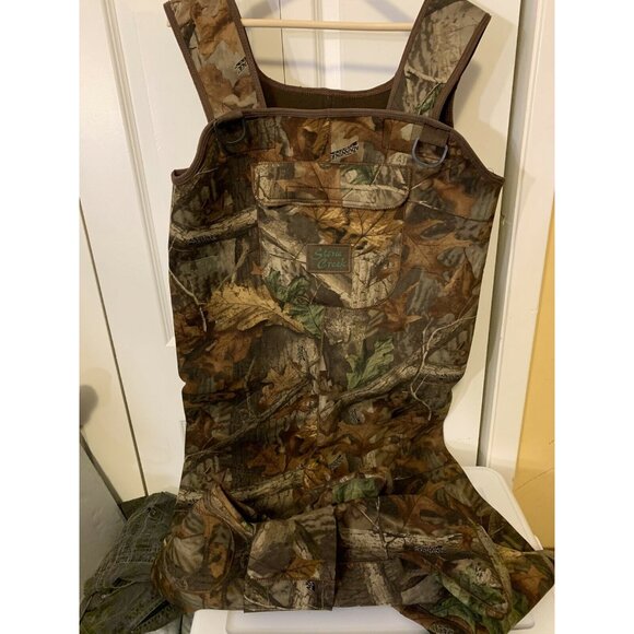 Neoprene Green Stone Creek Suspender Waders Stockingfoot Size LS Camo - Picture 3 of 7